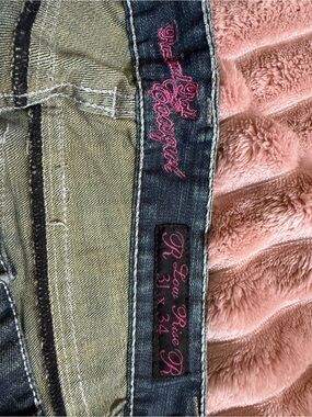 Rock & Roll Cowgirl Dark Blue Jeans with Pink Embroidery